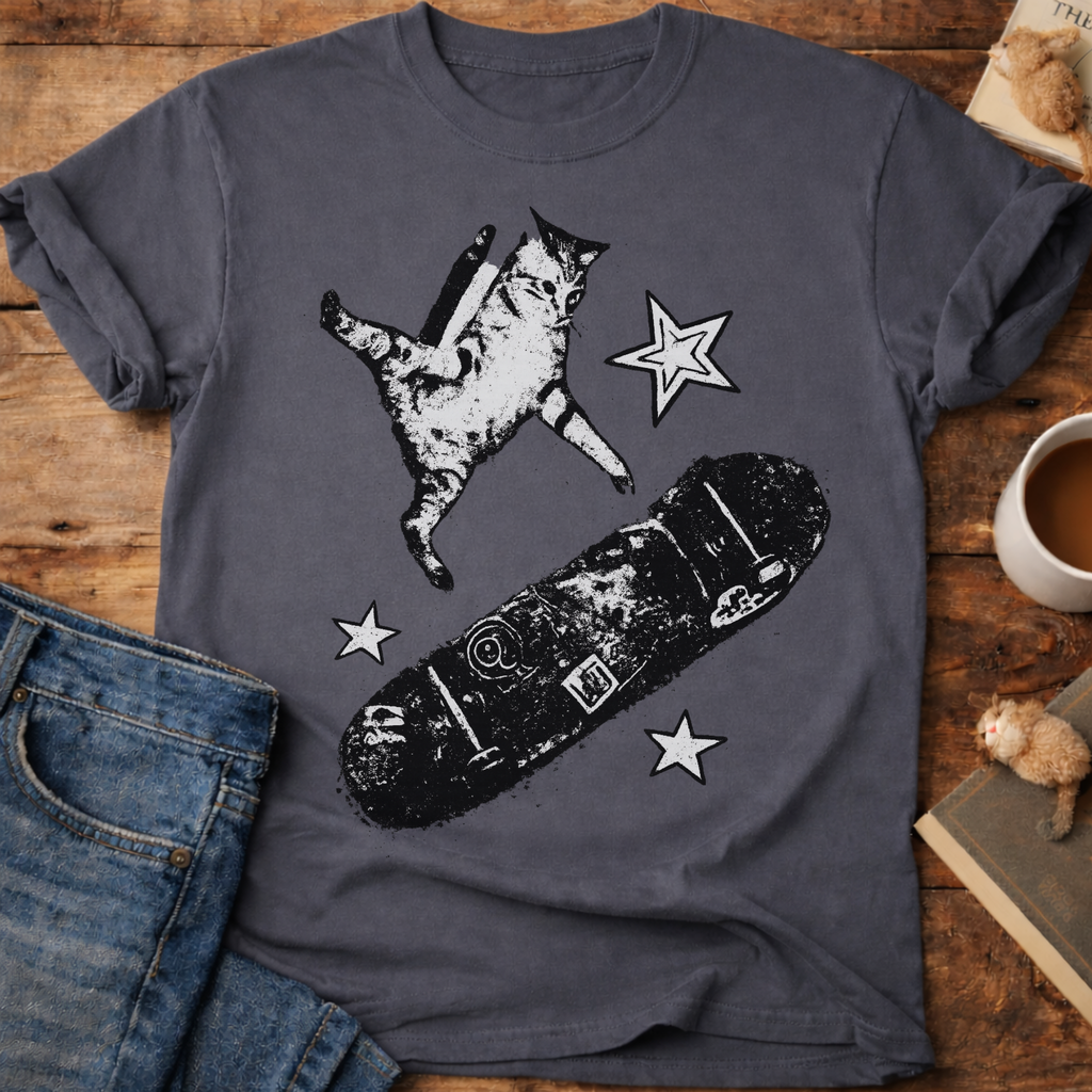 Skateboarding Cat T-Shirt