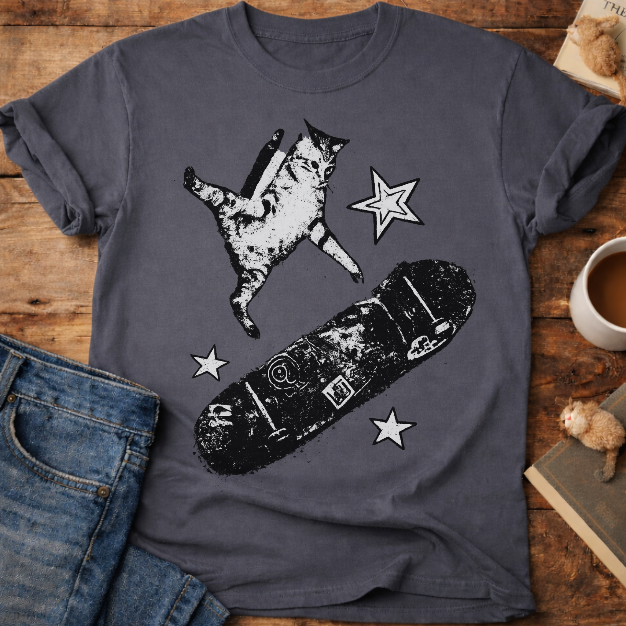 Skateboarding Cat T-Shirt