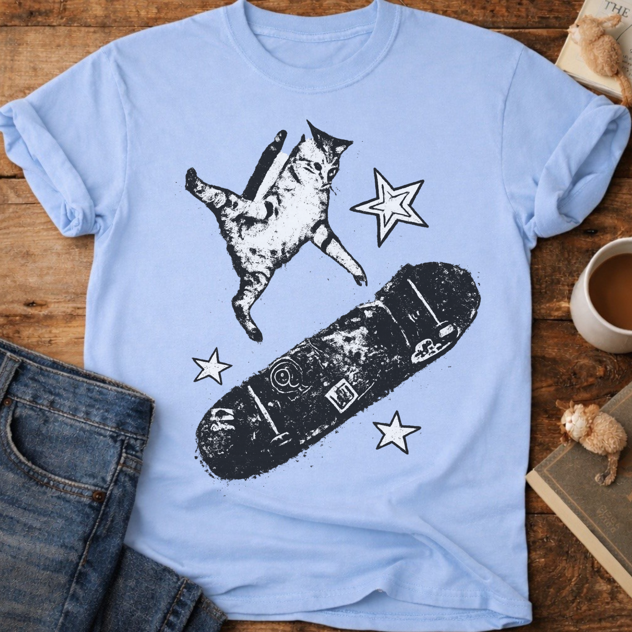 Skateboarding Cat T-Shirt