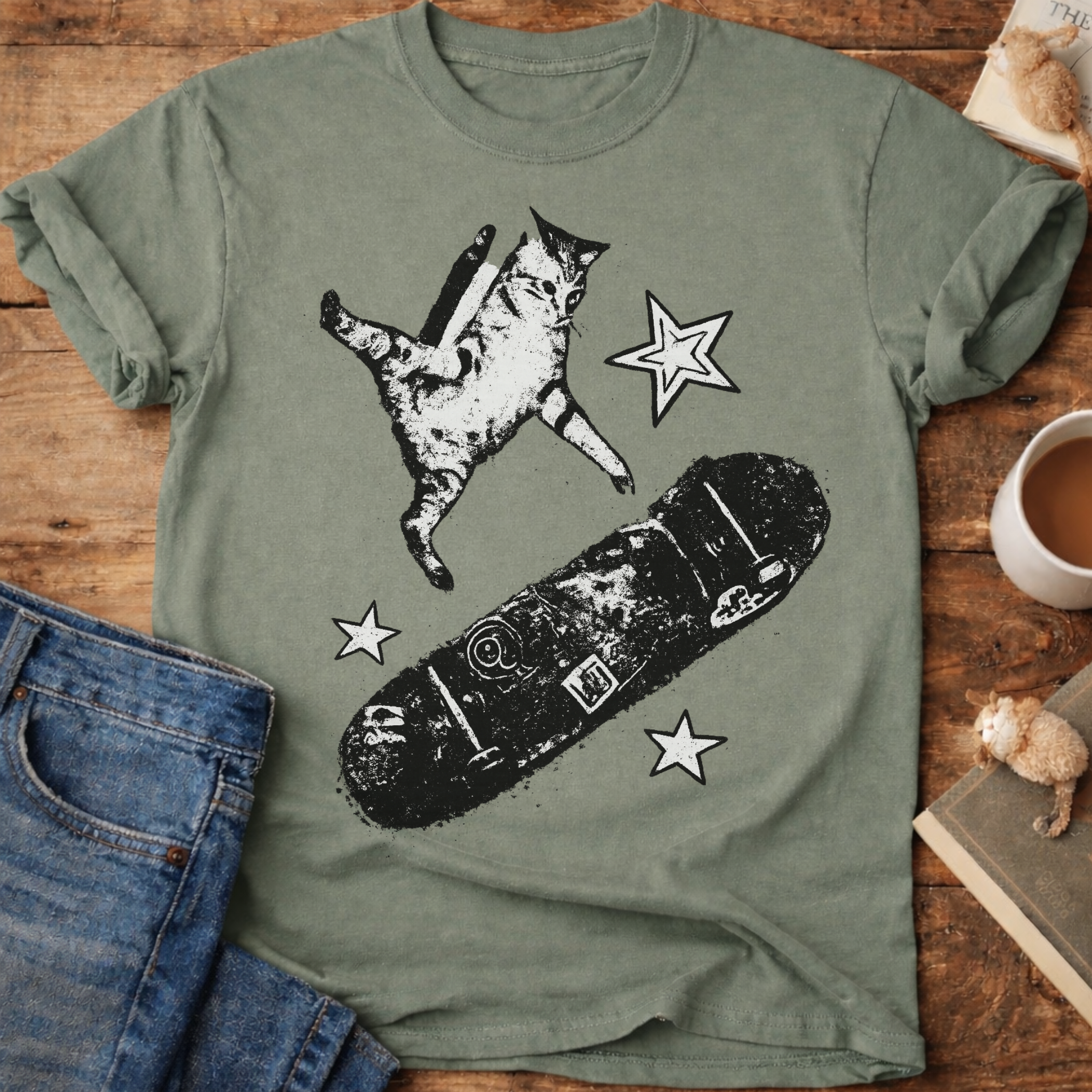Skateboarding Cat T-Shirt