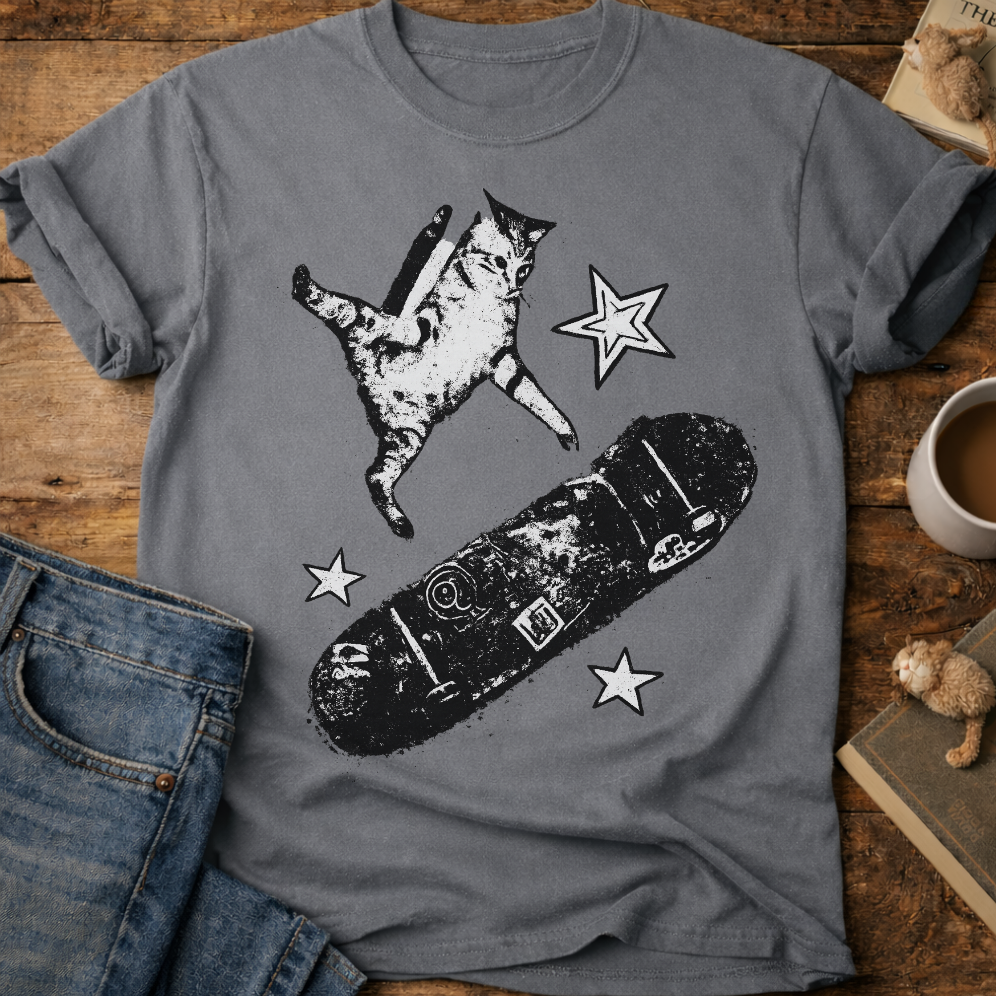 Skateboarding Cat T-Shirt