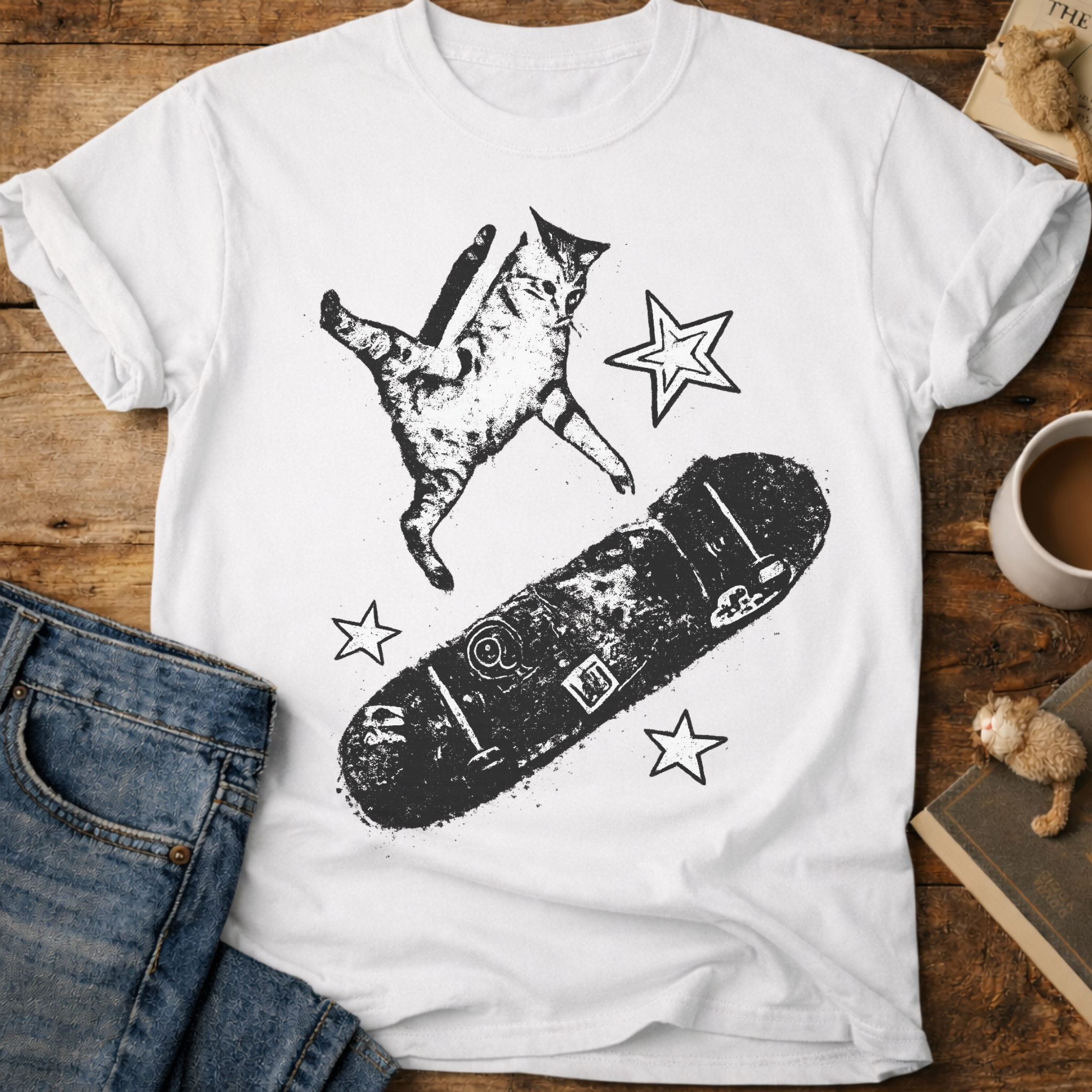 Skateboarding Cat T-Shirt