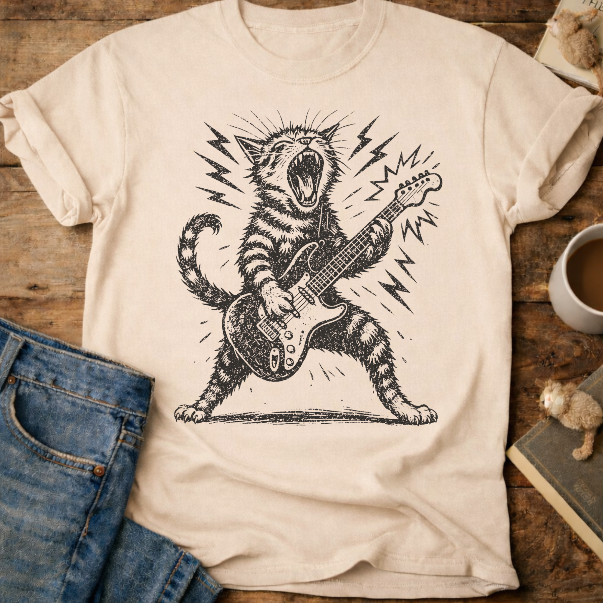 Cat Rock Guitar T-Shirt