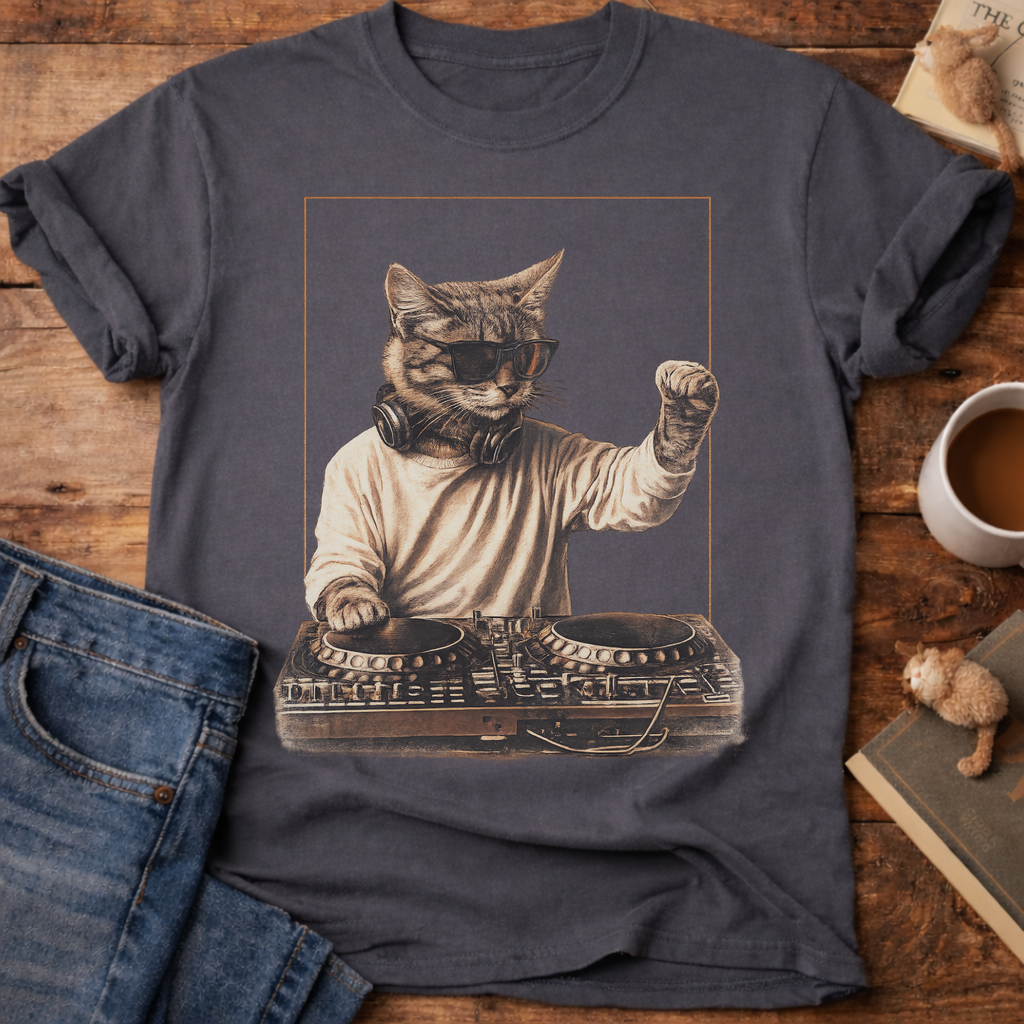 DJ Cat Retro T-Shirt
