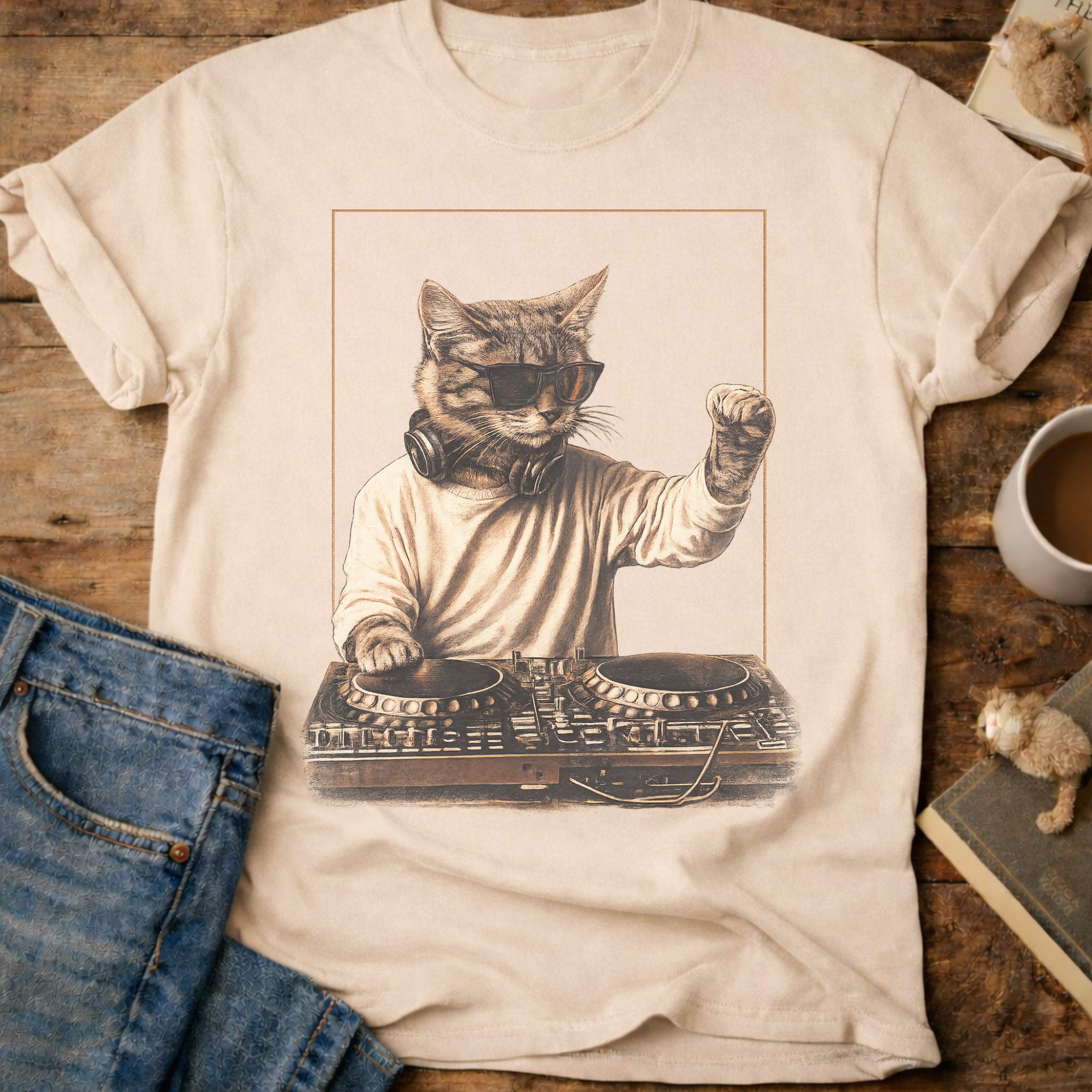 DJ Cat Retro T-Shirt