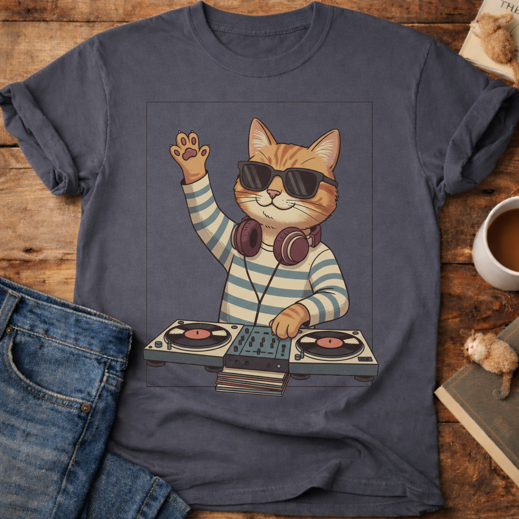 DJ Cat Graphic T-Shirt