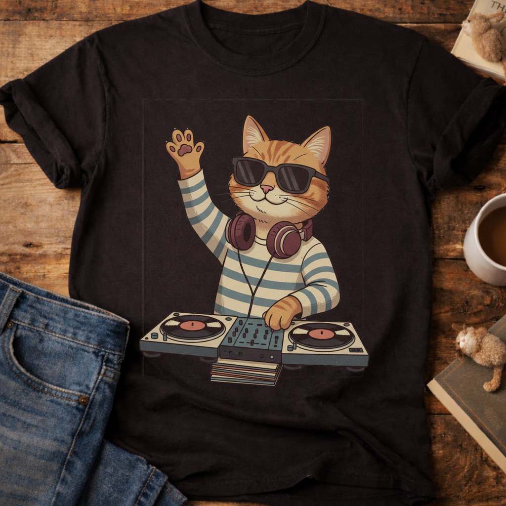DJ Cat Graphic T-Shirt