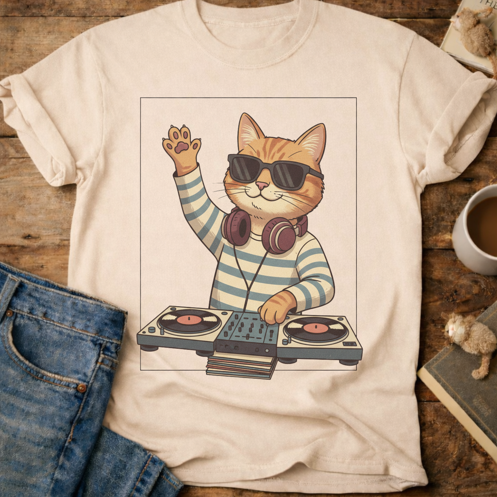 DJ Cat Graphic T-Shirt