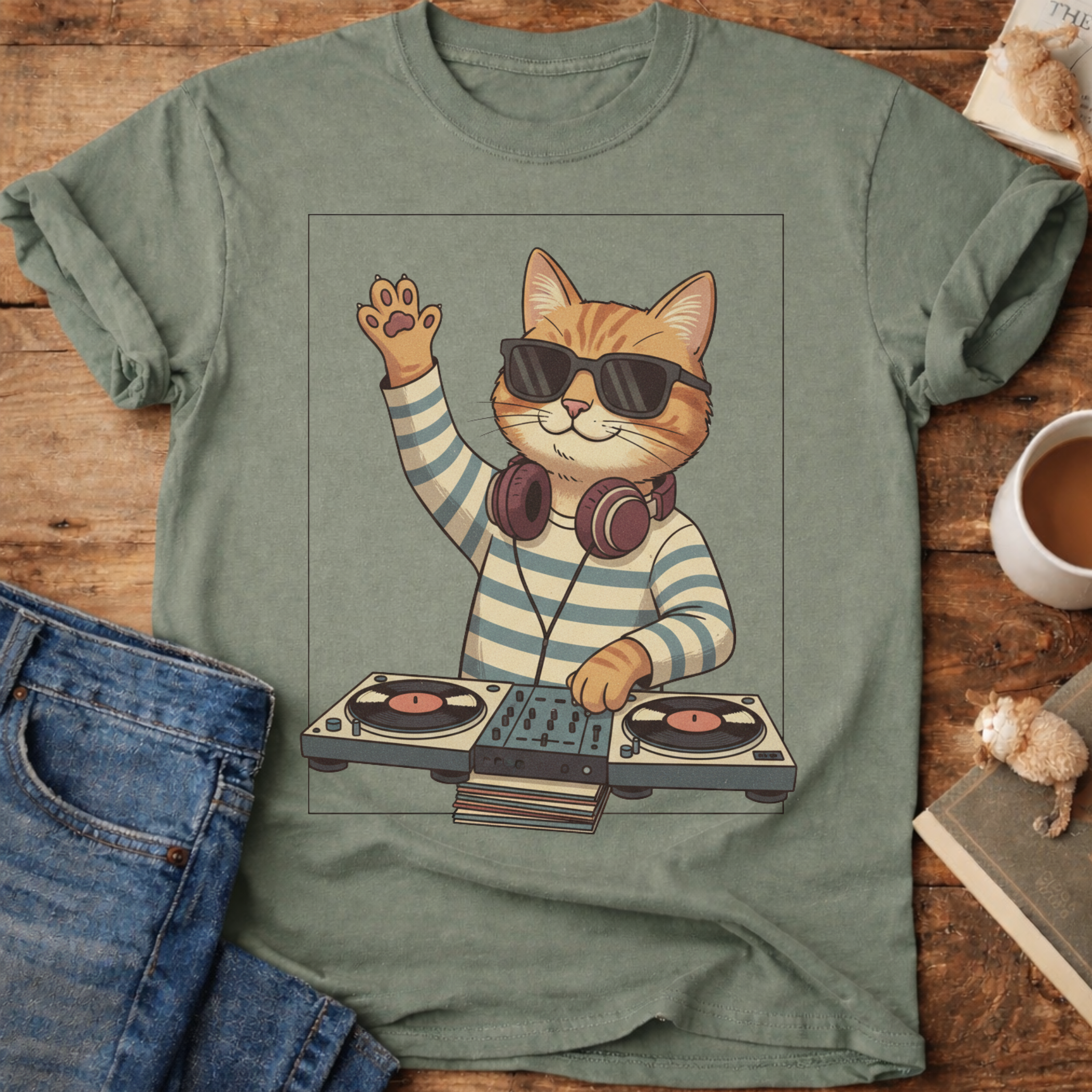 DJ Cat Graphic T-Shirt