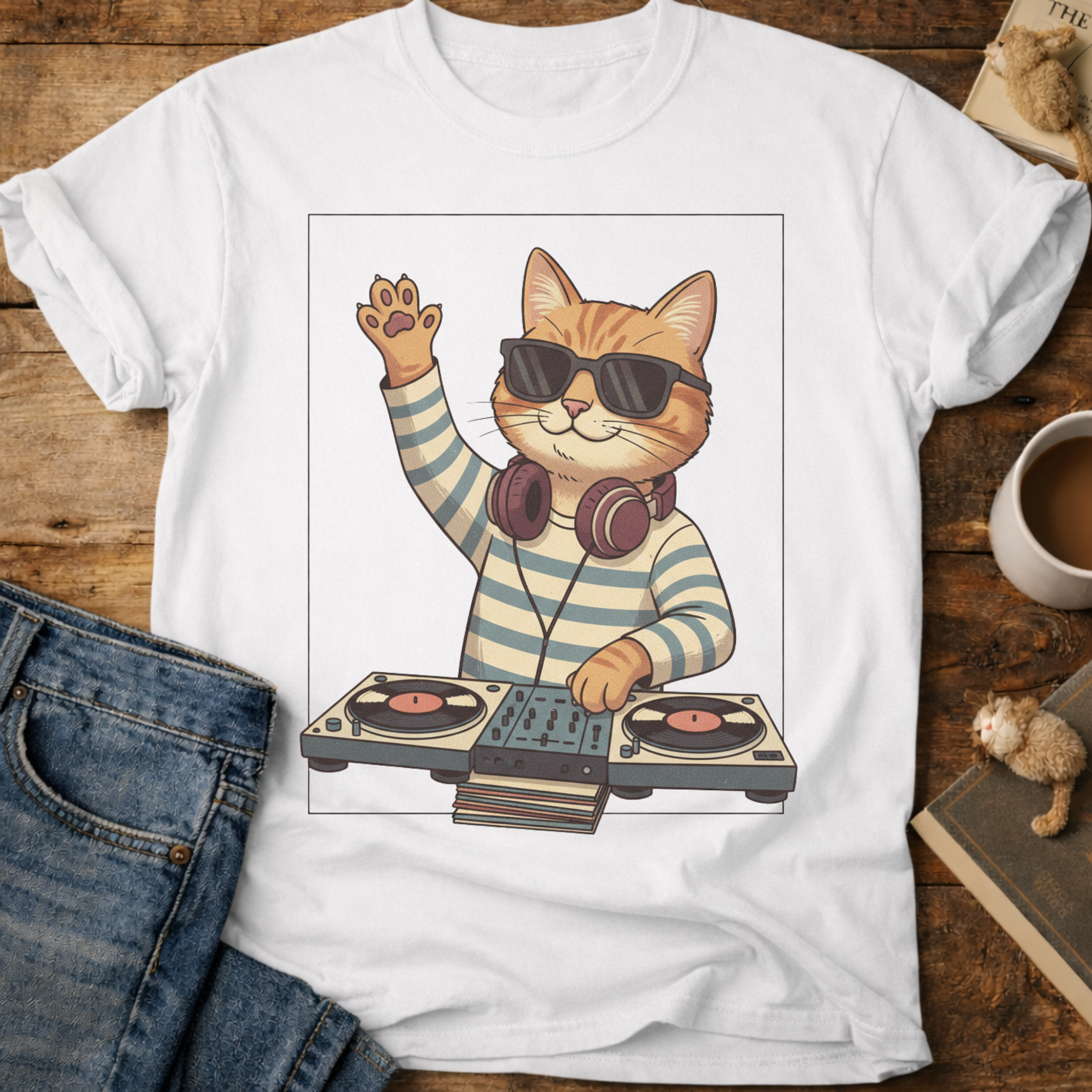 DJ Cat Graphic T-Shirt