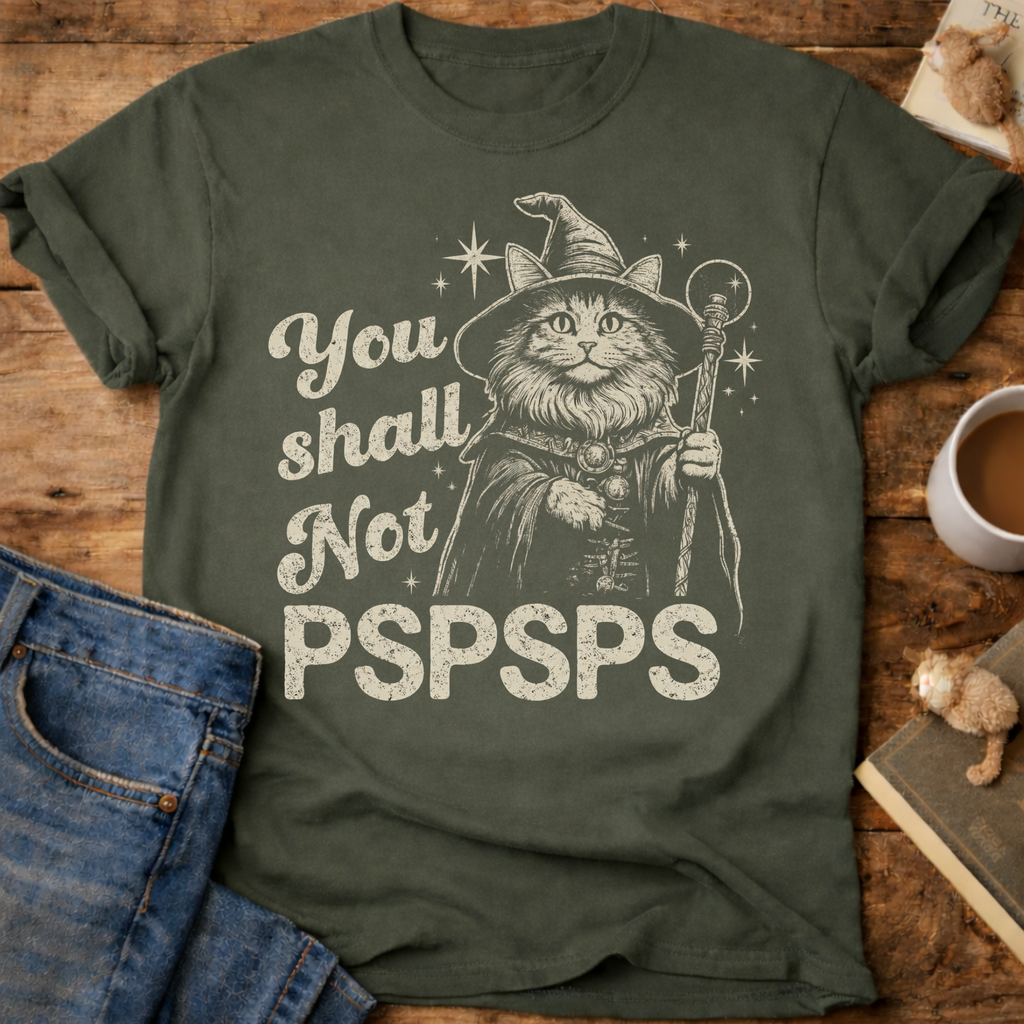You Shall Not PSPSPS Cat Wizard T-Shirt