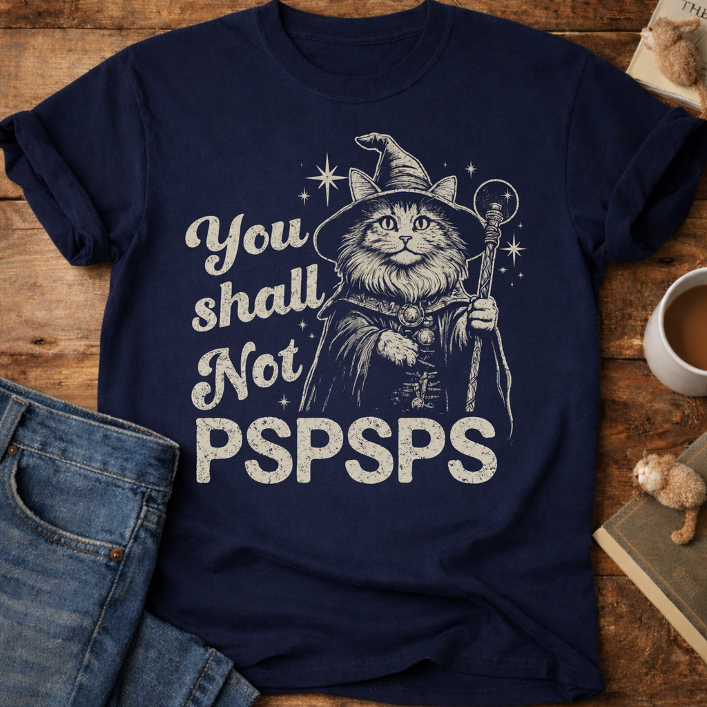 You Shall Not PSPSPS Cat Wizard T-Shirt
