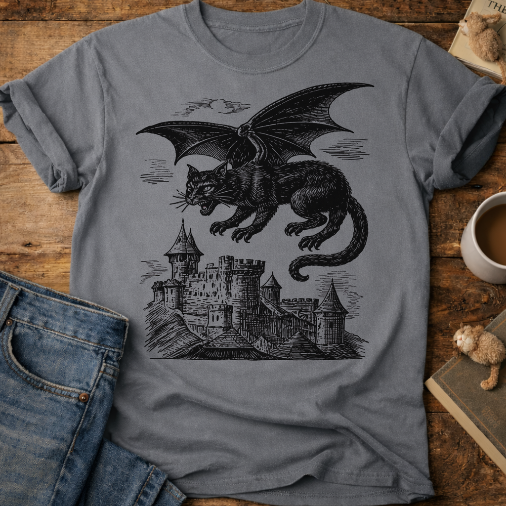 Cat Dragon Castle T-Shirt