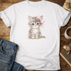 Cute Kitten with Pink Bow T-Shirt