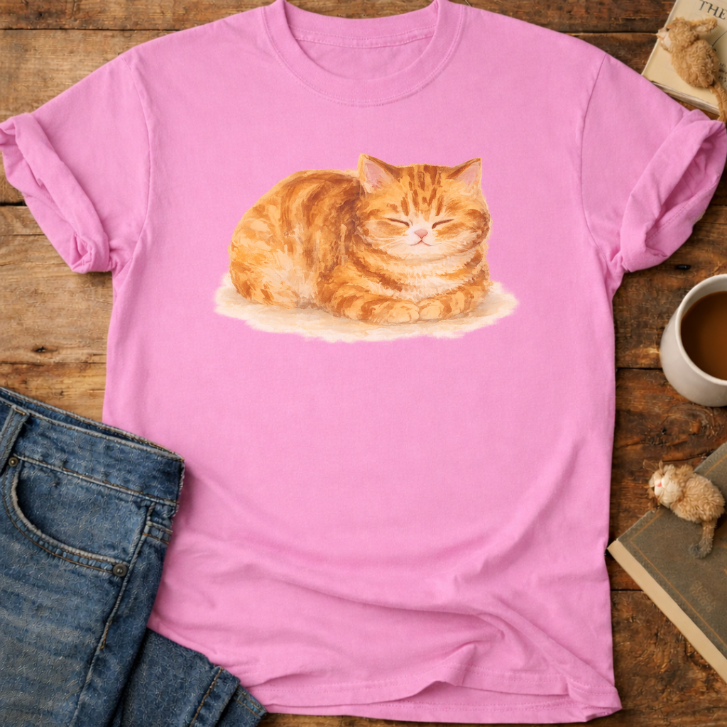 Orange Loafing Cat T-Shirt