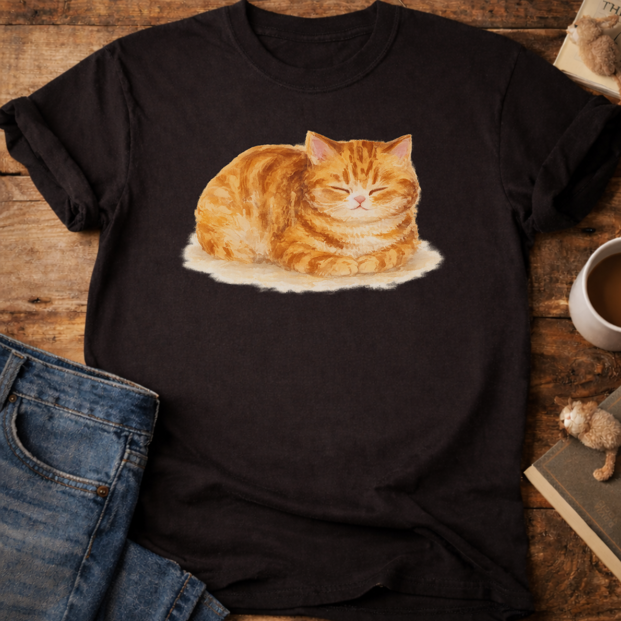 Orange Loafing Cat T-Shirt