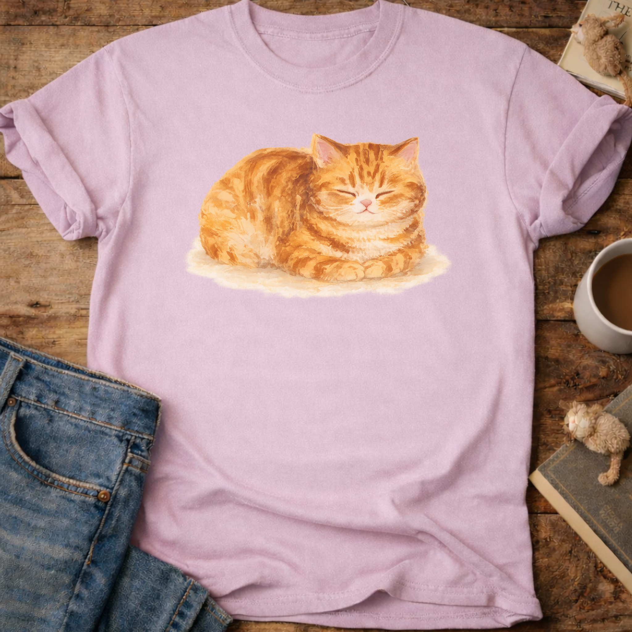 Orange Loafing Cat T-Shirt