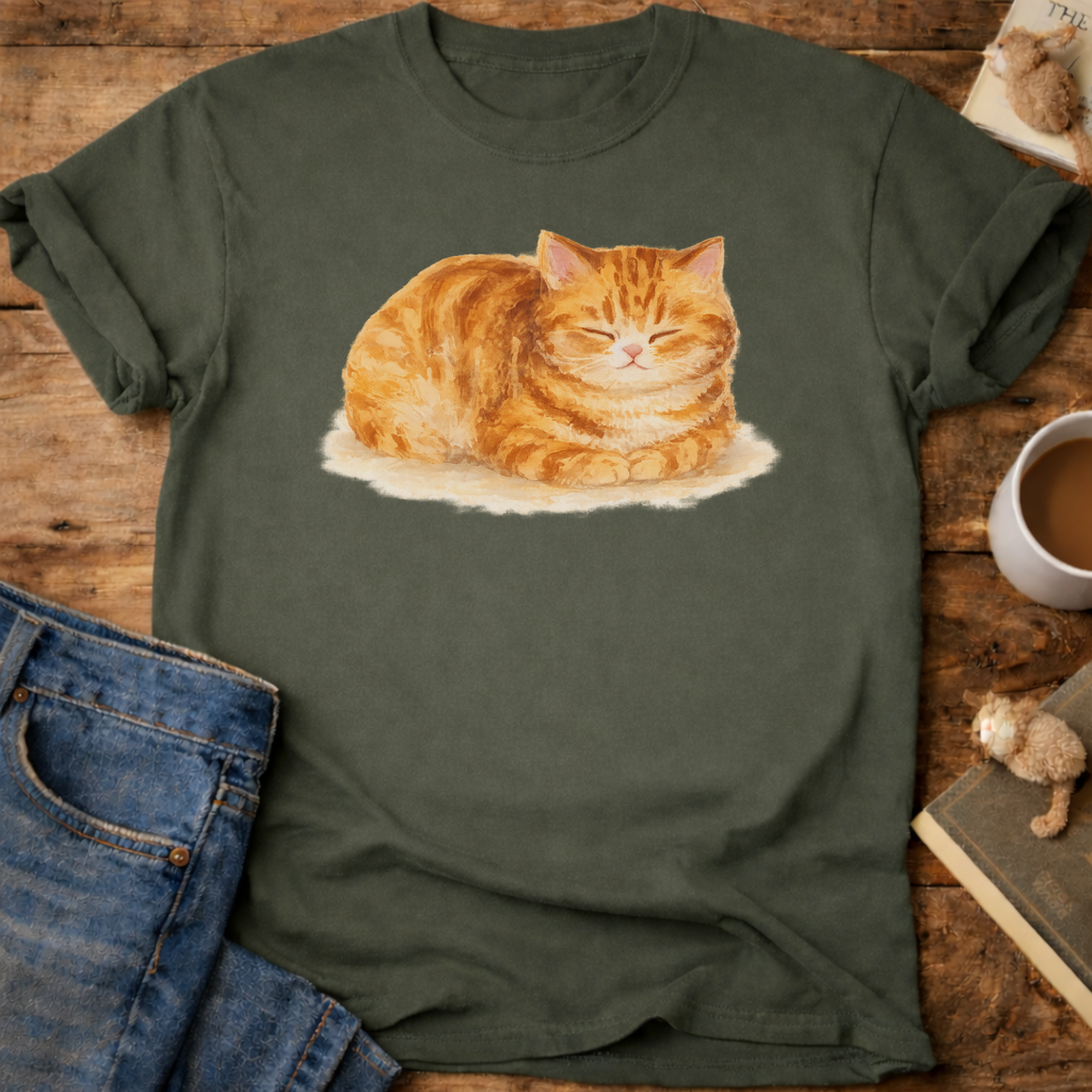 Orange Loafing Cat T-Shirt