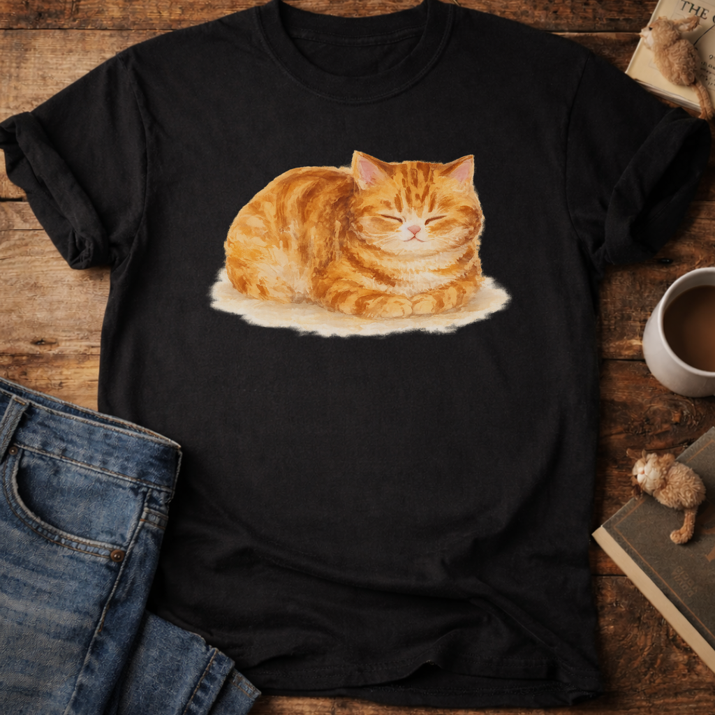 Orange Loafing Cat T-Shirt