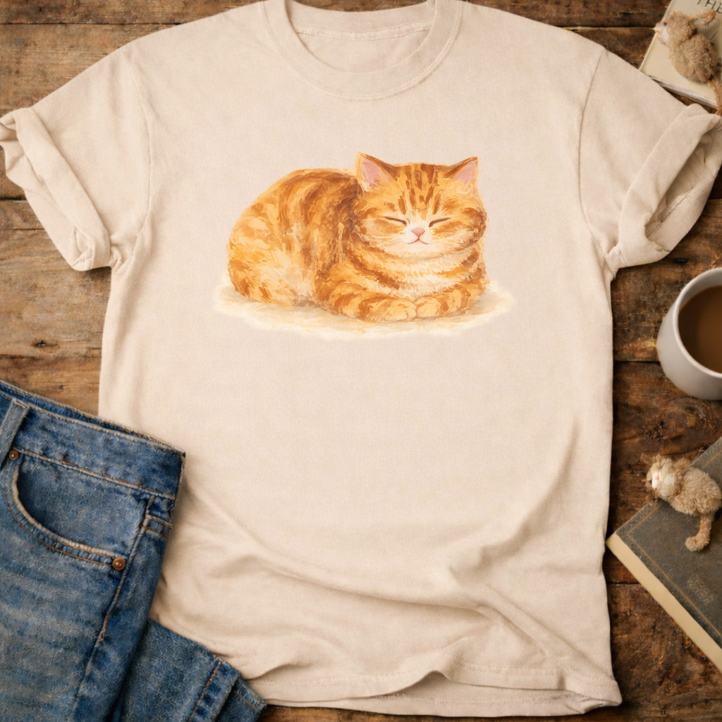 Orange Loafing Cat T-Shirt