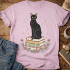Black Cat on Books T-Shirt