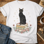 Black Cat on Books T-Shirt