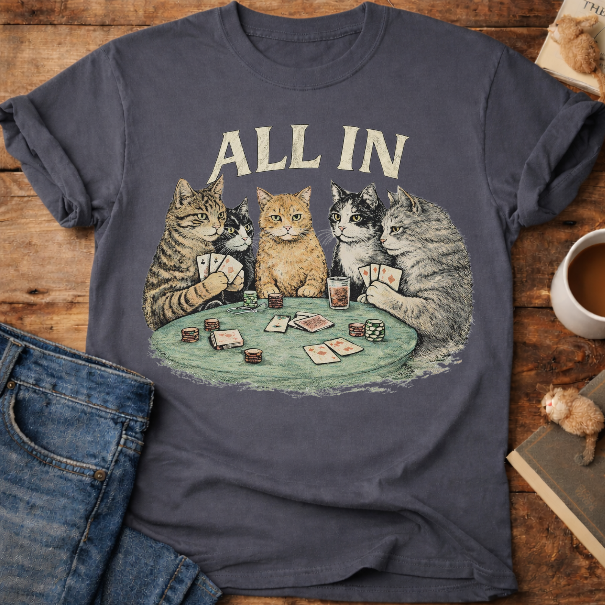All In Poker Cats T-Shirt