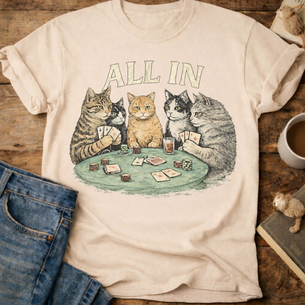 All In Poker Cats T-Shirt