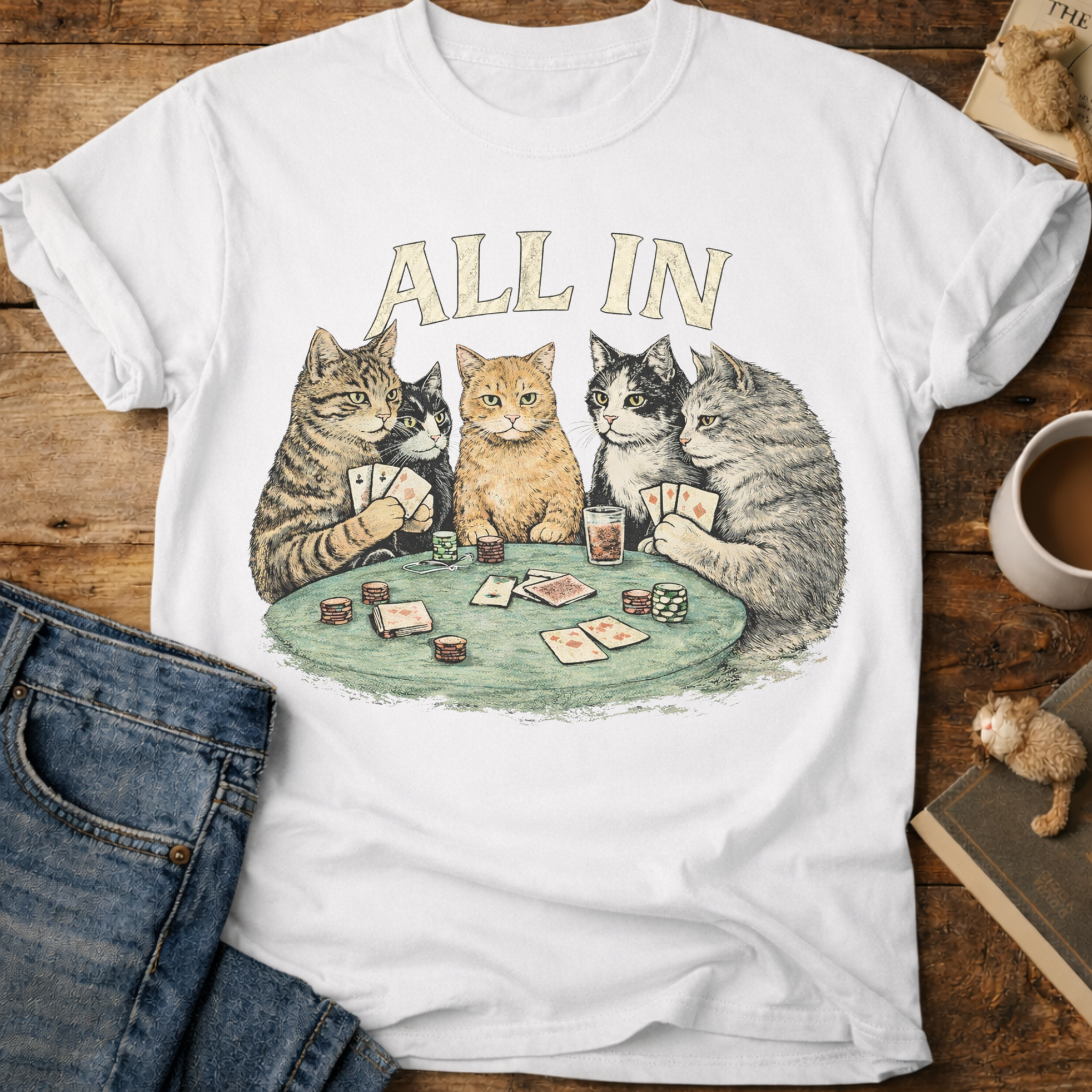 All In Poker Cats T-Shirt