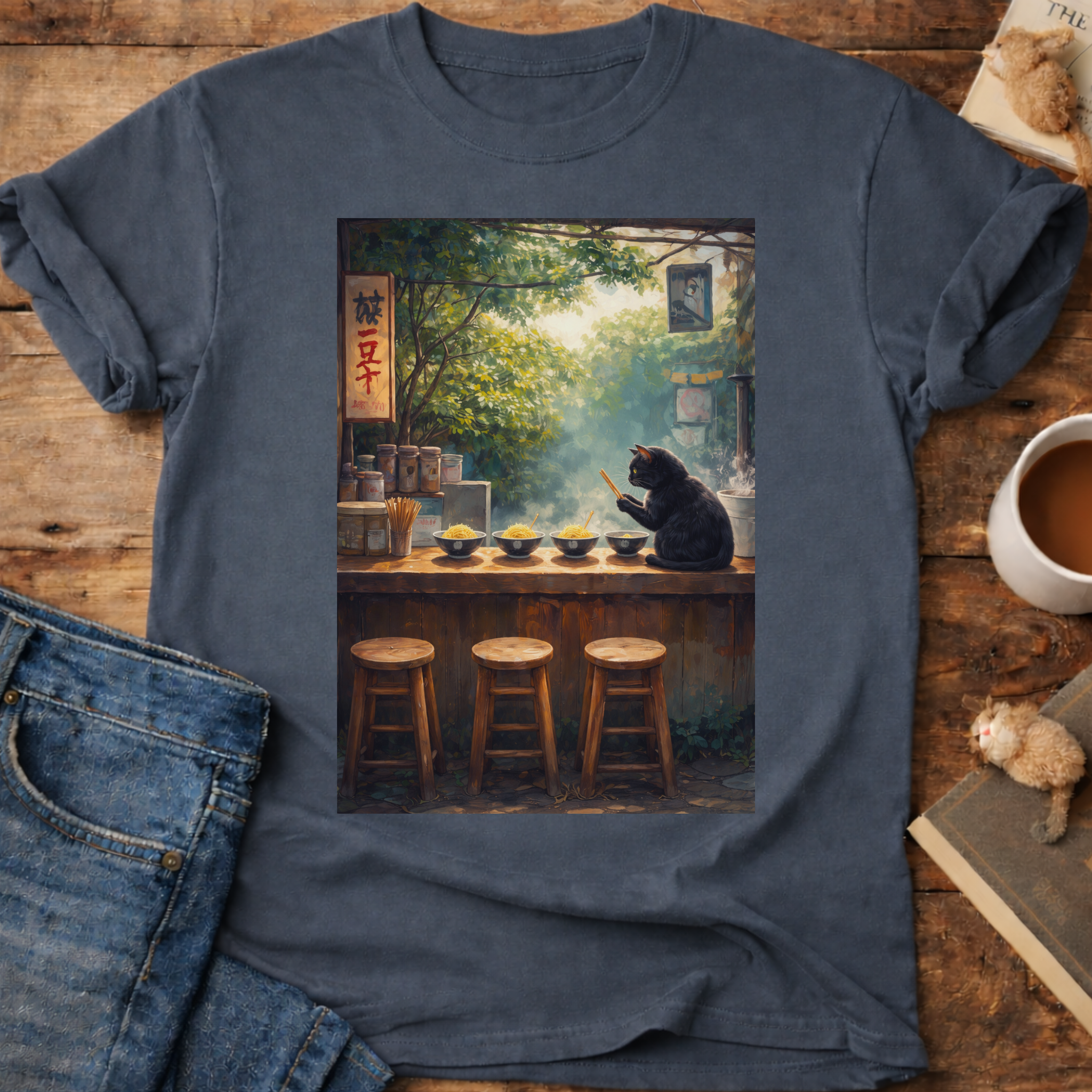Vintage Cafe Cat T-Shirt