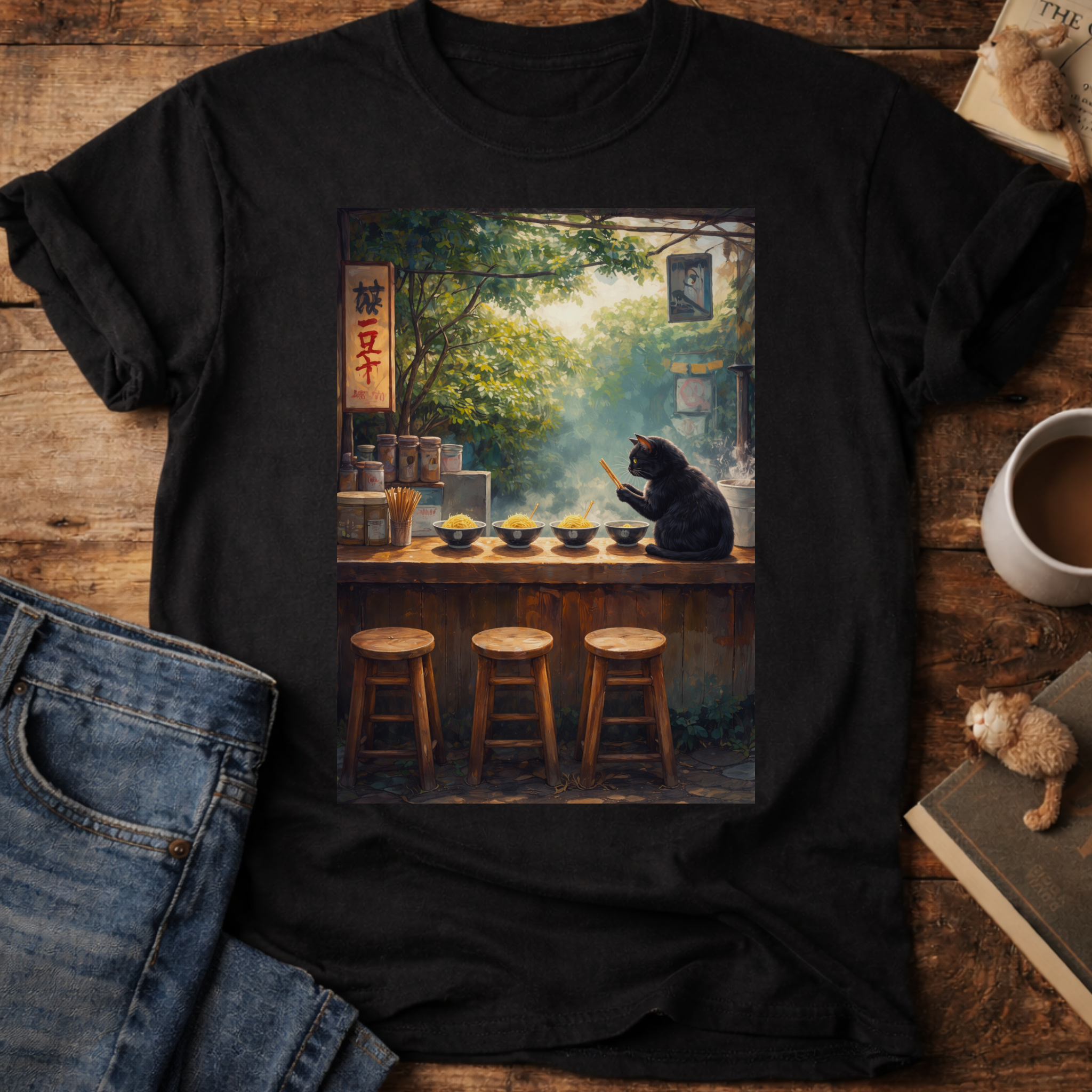 Vintage Cafe Cat T-Shirt