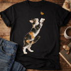 Playful Calico Cat & Butterfly T-Shirt
