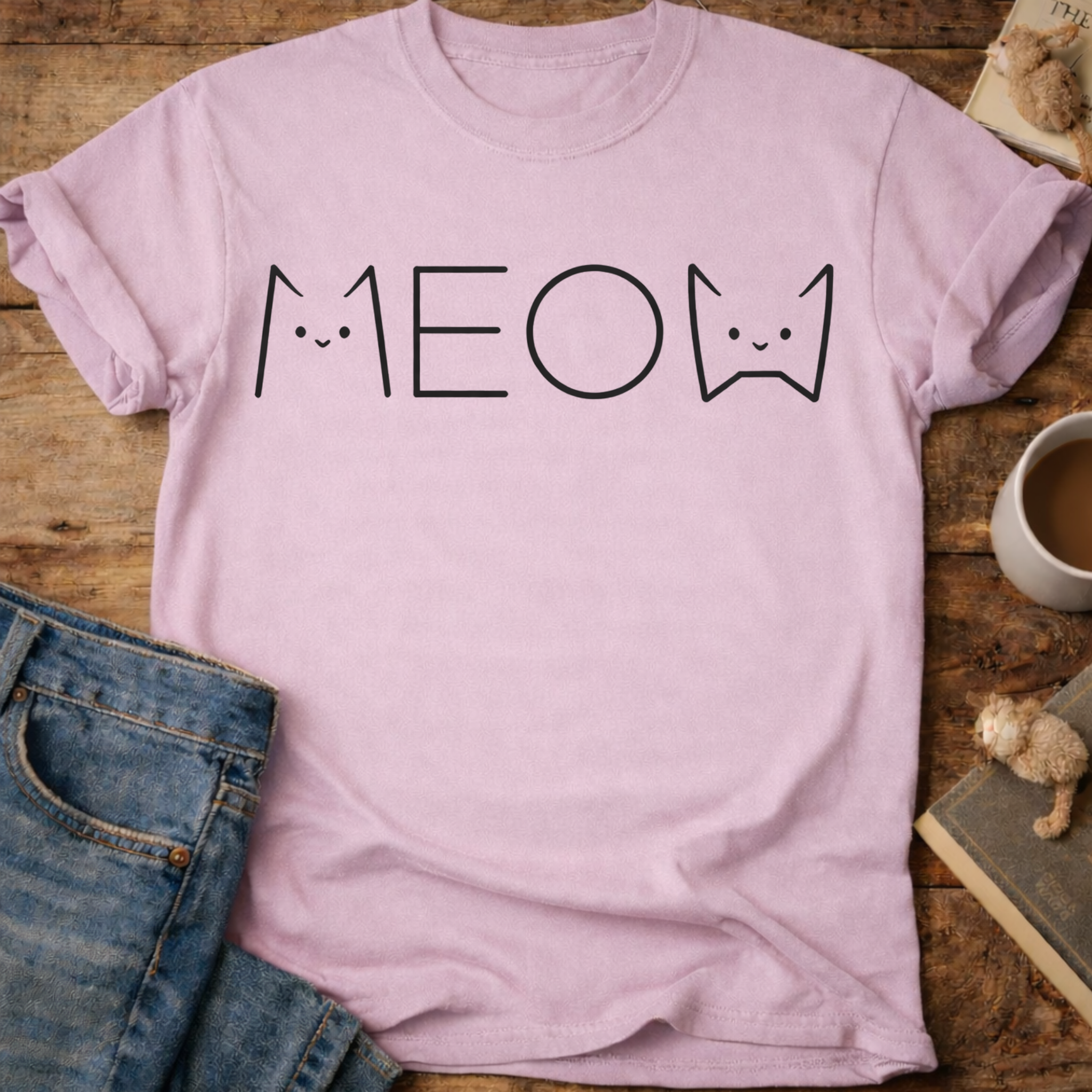 Meow Cat Graphic T-Shirt