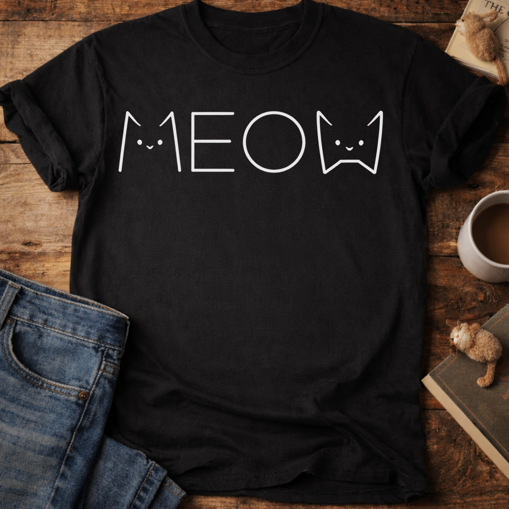 Meow Cat Graphic T-Shirt