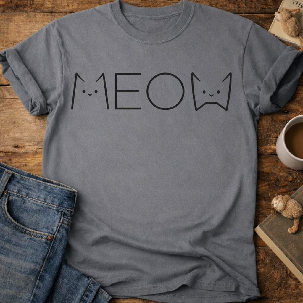 Meow Cat Graphic T-Shirt