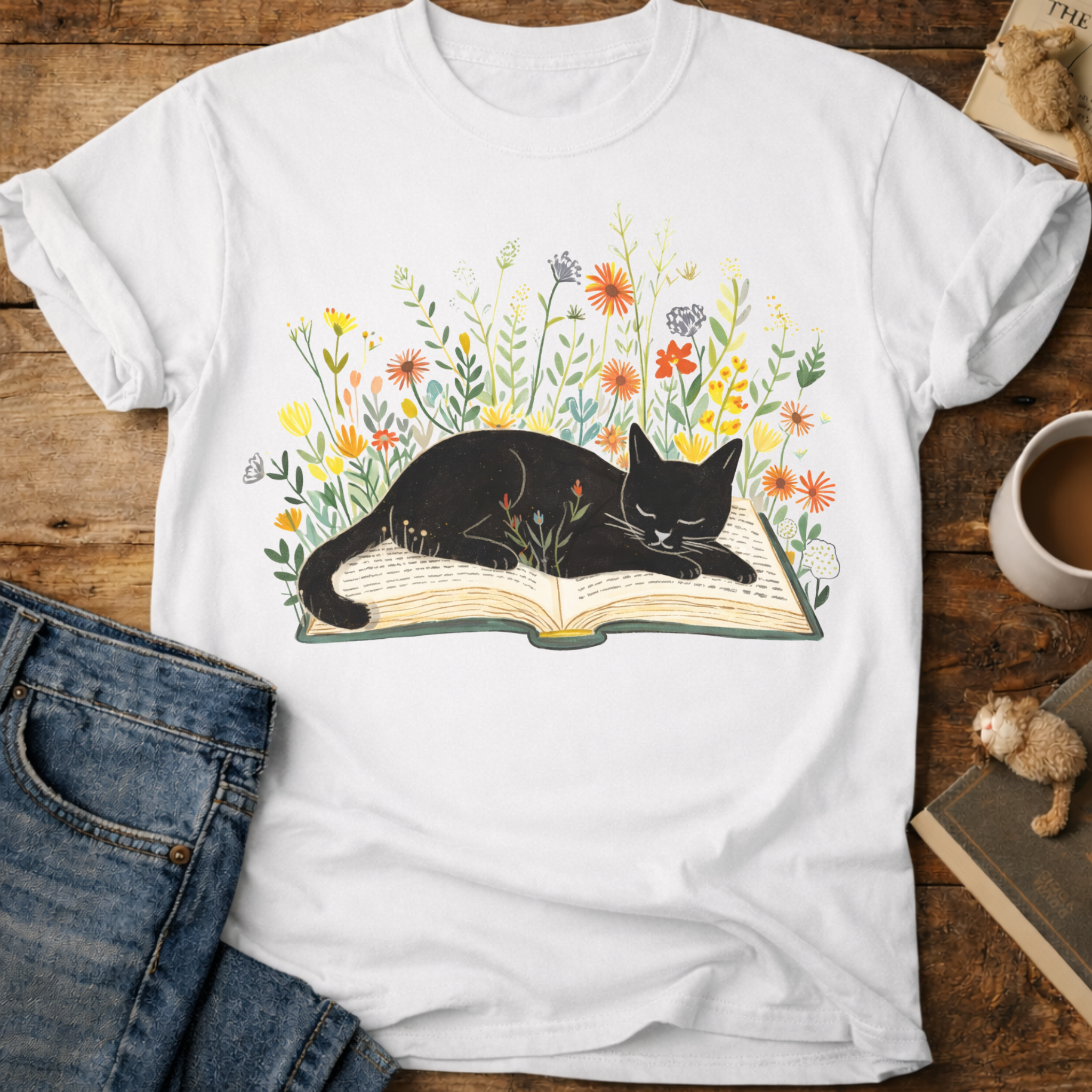 Cat on a Book T-Shirt