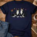 Festive Black & White Cats T-Shirt
