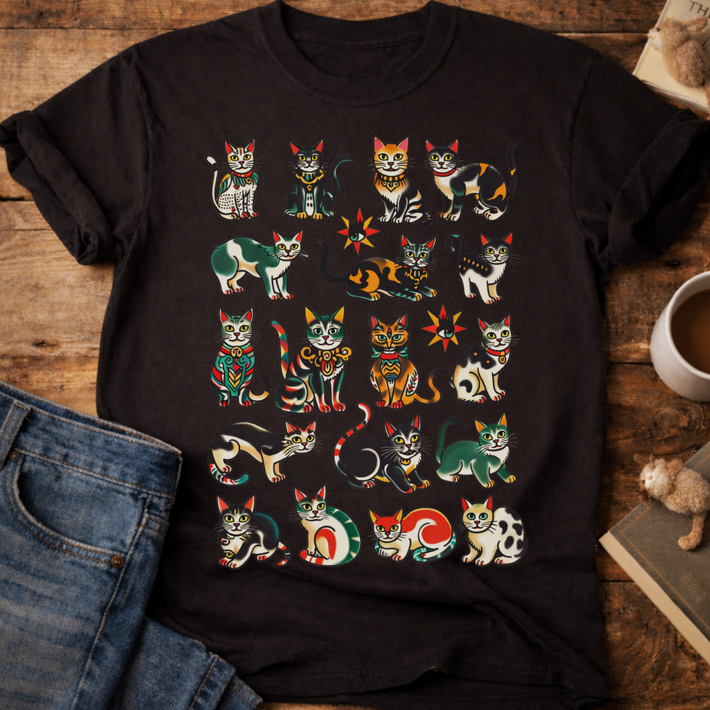 Colorful Kittens Grid T-Shirt