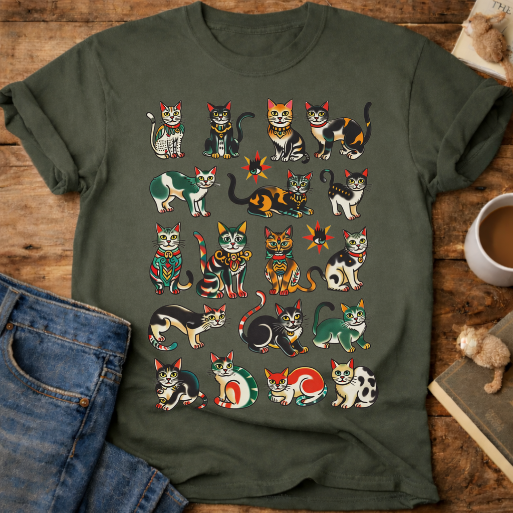 Colorful Kittens Grid T-Shirt