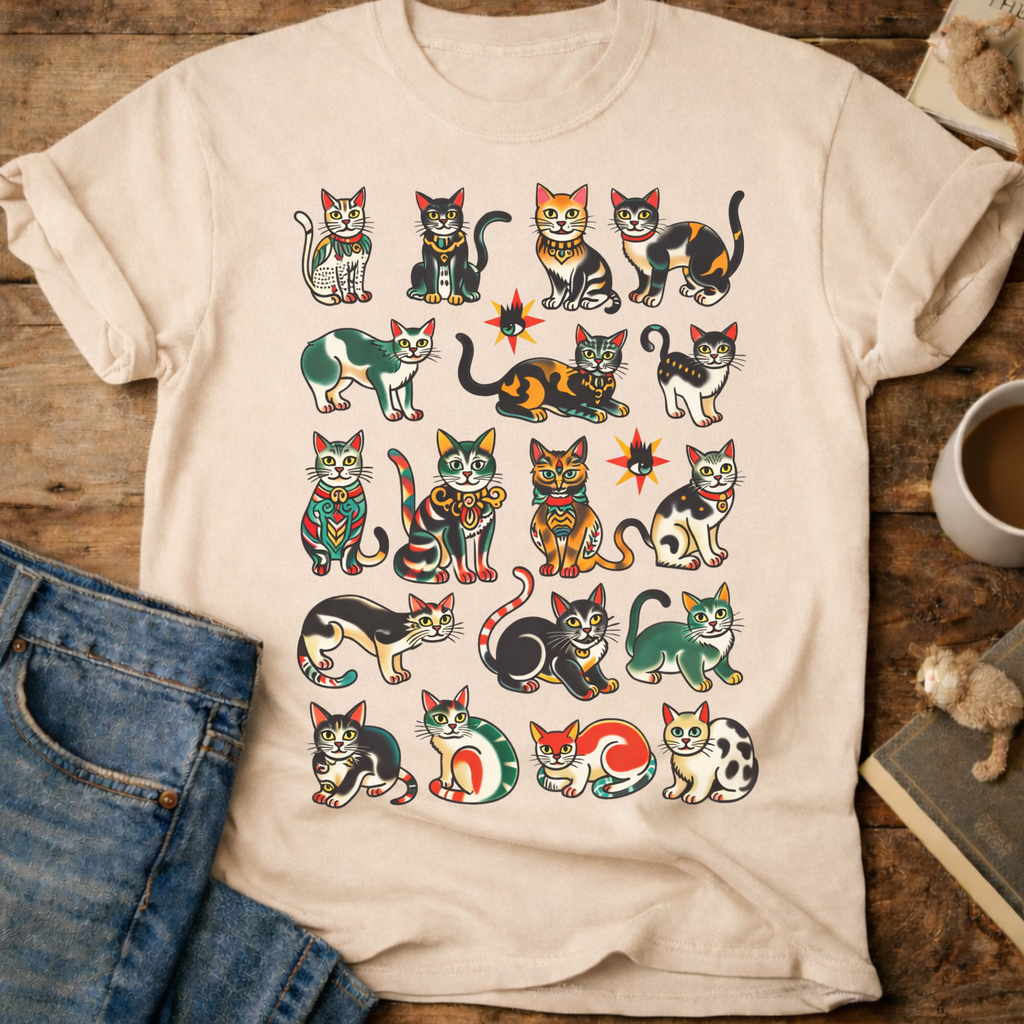 Colorful Kittens Grid T-Shirt