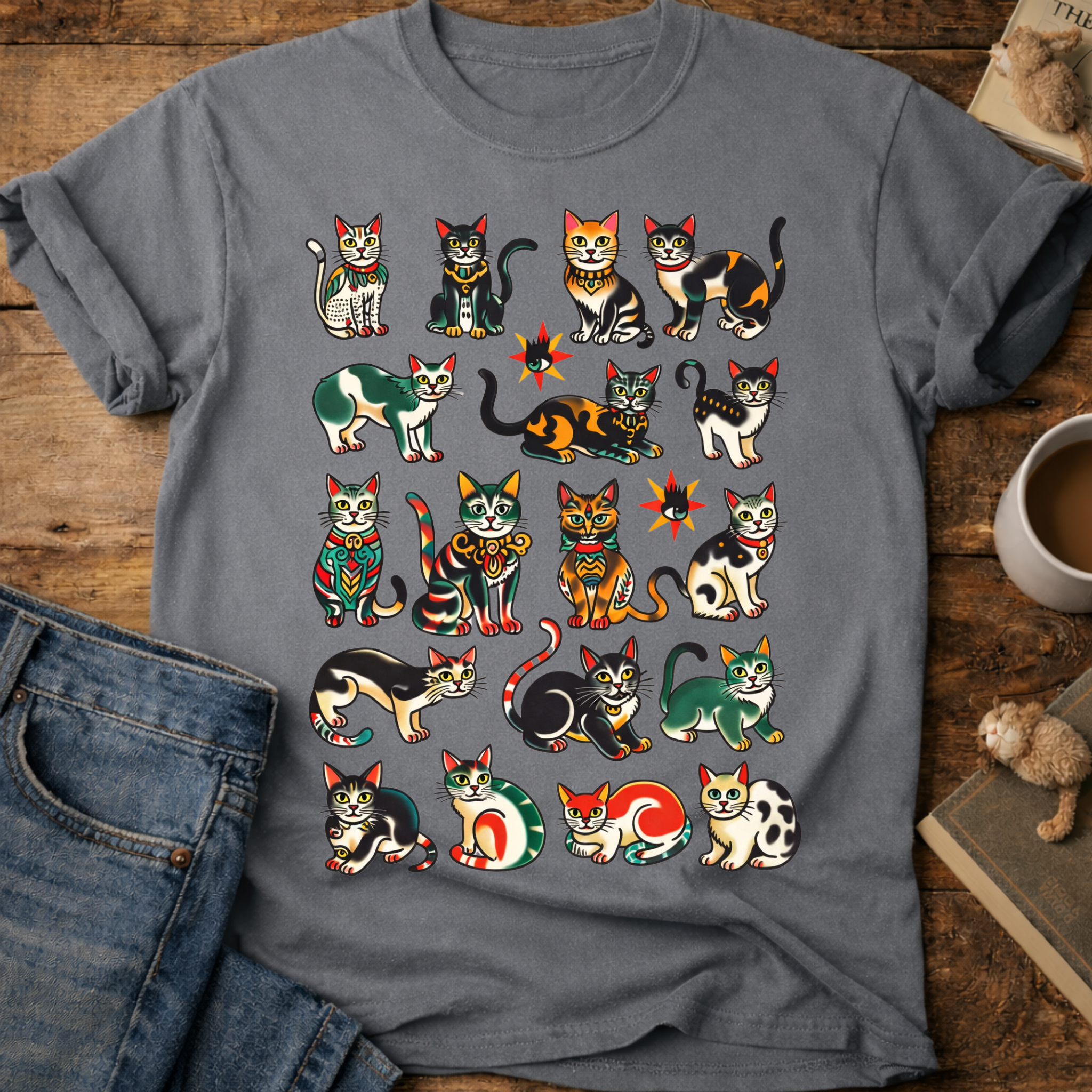 Colorful Kittens Grid T-Shirt