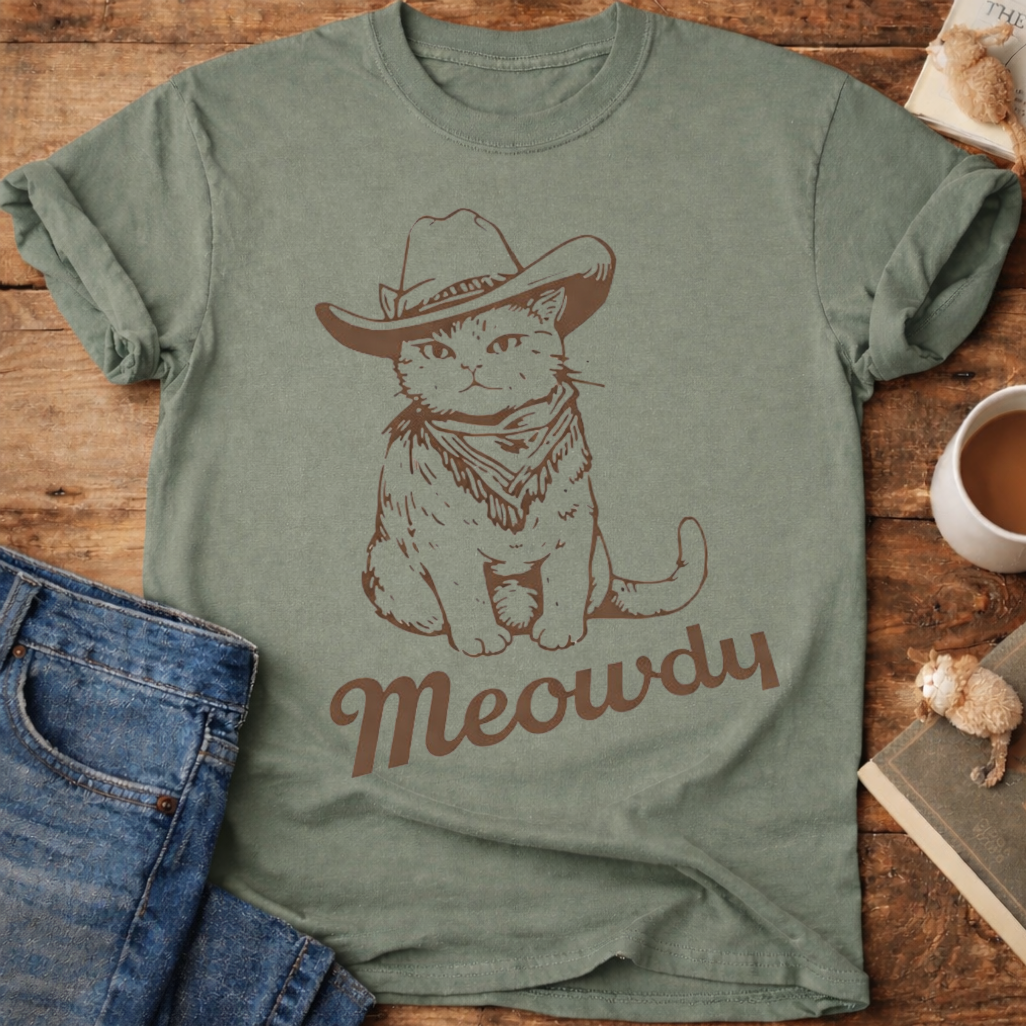 Meowdy Cowboy Cat T-Shirt