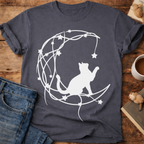 Cat on Crescent Moon T‑Shirt