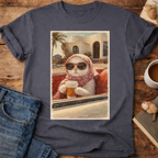 Cat Drinking Coffee Vintage T-Shirt