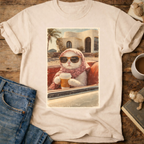 Cat Drinking Coffee Vintage T-Shirt