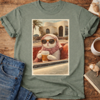 Cat Drinking Coffee Vintage T-Shirt