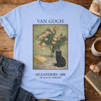 Vintage Art Cat Floral T-Shirt