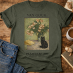 Vintage Art Cat Floral T-Shirt