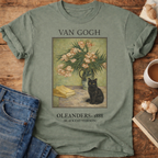 Vintage Art Cat Floral T-Shirt