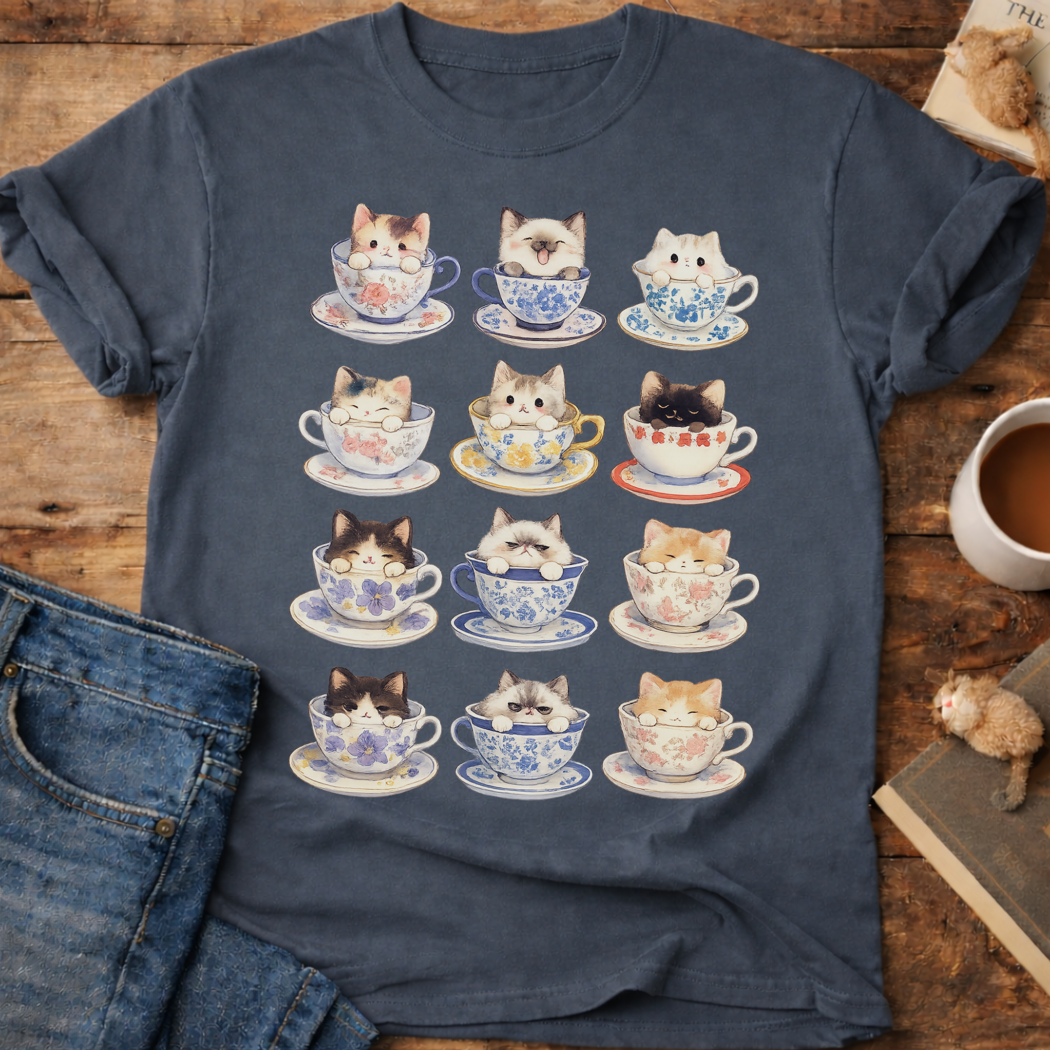 Kawaii Cats in Teacups T-Shirt